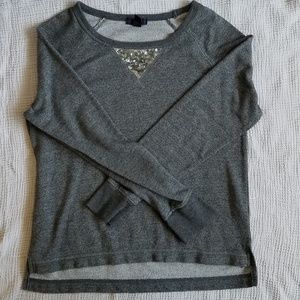 GAP Gray with Sequins Crewneck Sweater Small